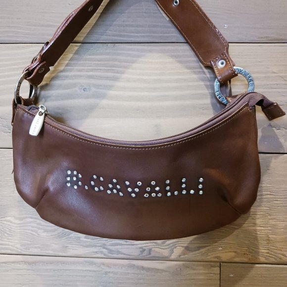 GROOVY AUTHENTIC VINTAGE B.Cavalli Leather and crystals handbag - Picture 1 of 10